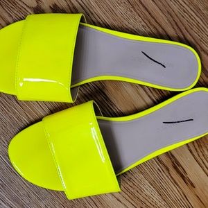 Neon green slides from Banana Republic